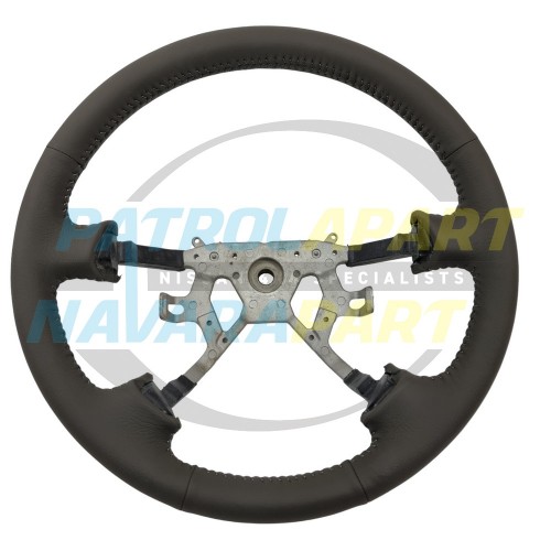 Leather Steering Wheel Grey - Nissan Y61 GU3 Patrol Series 3