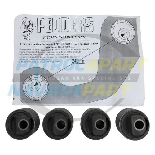 Pedders Radius Arm Offset Castor Correction Bushes Rubber - Nissan Patrol GQ GU