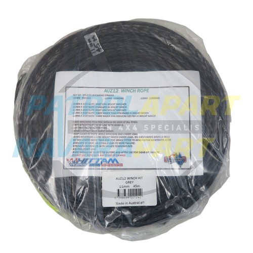 Whitlam AUZ12 Winch Rope 11mmx45m - Warn M8274 High Mount + 76mm drum