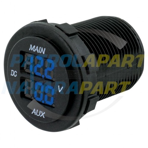 Flush Mount Dual Volt Meter Accessory Socket with LCD Display 5-30V - Hulk 4x4